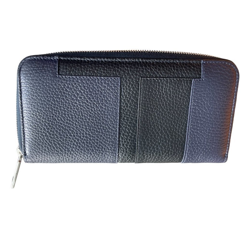 Tod's Italy Blue Zip‎ Continental Wallet Black T-panel,  XAMTTTA0400FFX178L